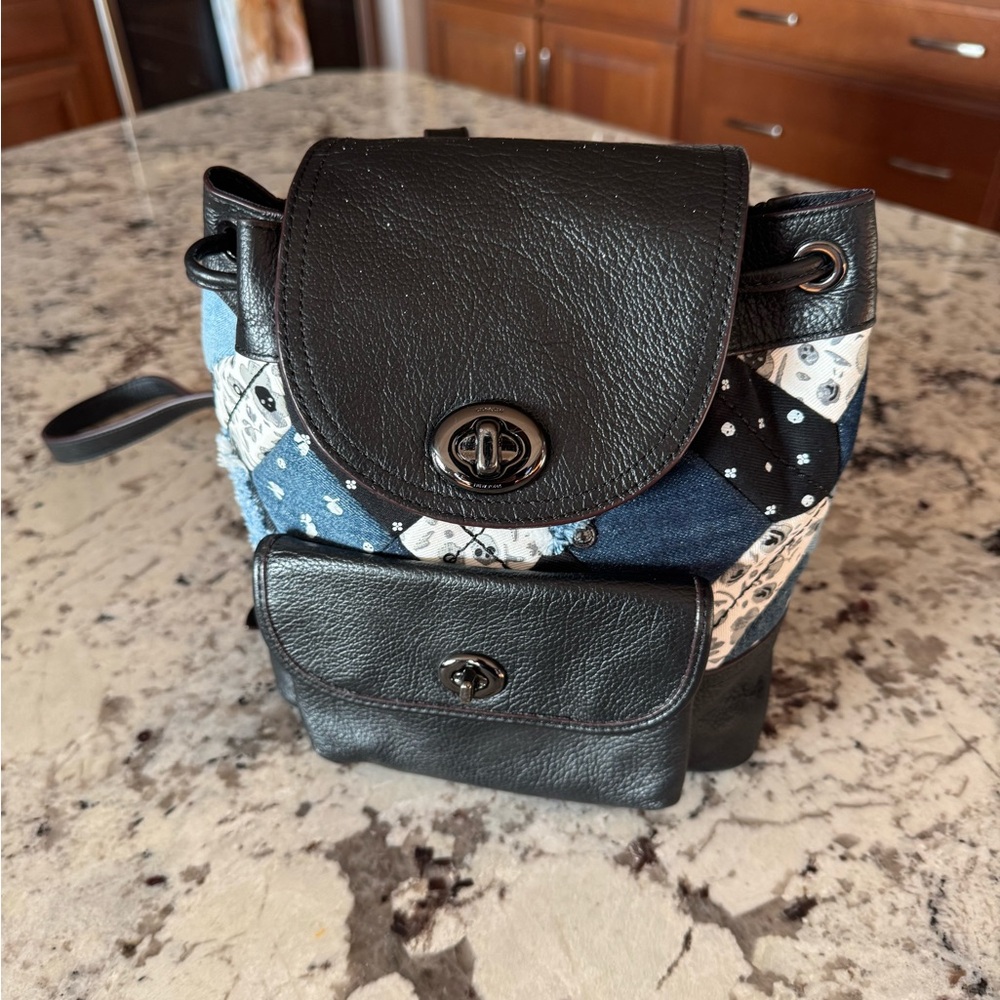 Coach Black And Blue Patchwork Backpack - image 1